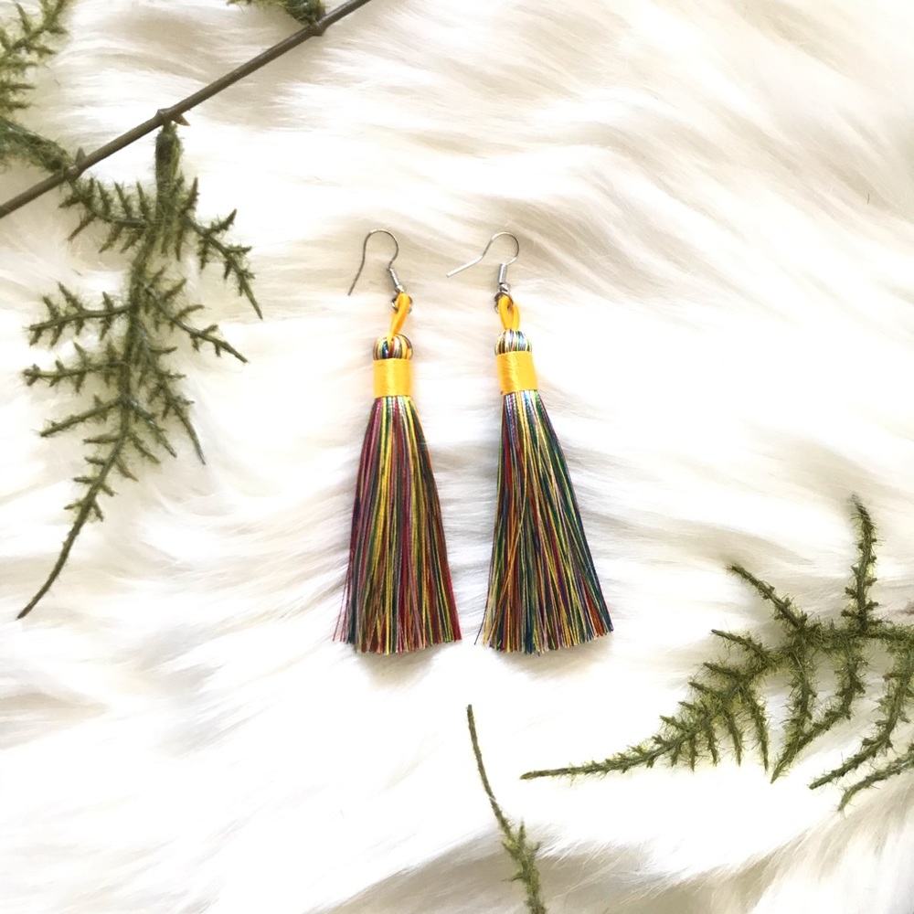 Tassel Statement Earrings Multi Colored